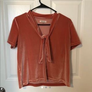 Madewell Tie Neck Velvet Blouse
